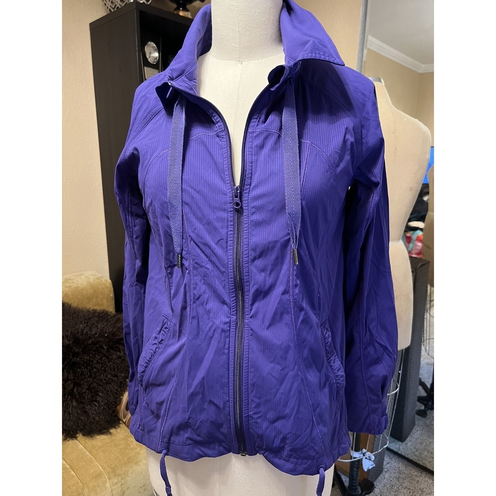 Lululemon Women's Zip Up Waterproof Jacket Violet Sz10 Drawstring Bottom
